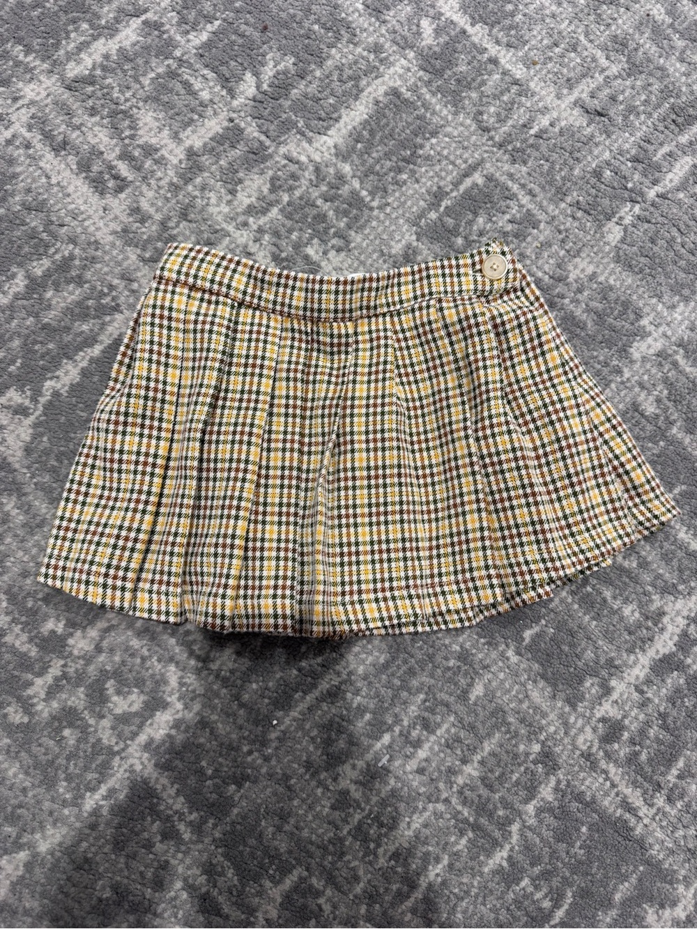 Zara Yellow, Brown & Black Plaid Skater Mini Skirt